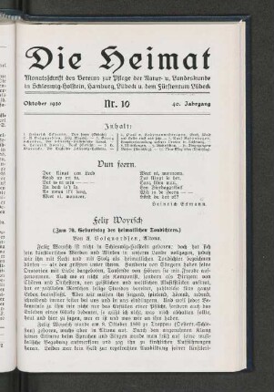 Oktober 1930, Nr. 10, 40. Jahrgang