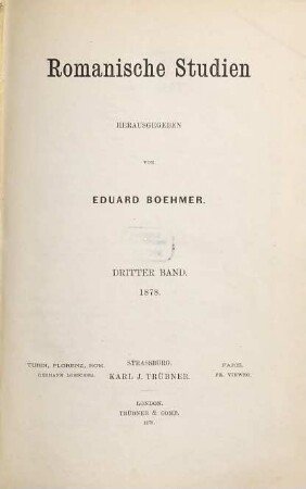 Romanische Studien, 3 = H. 10 - 12. 1878 (1879)