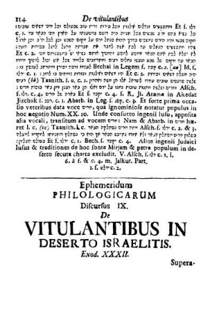 Dirscurs IX. De Vitulantibus in deserto Israelitis.