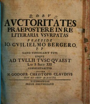 Avctoritates Praepostere In Re Litteraria Vsvrpatas