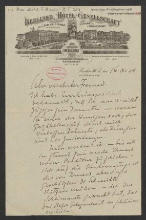Brief an Robert Freund : 16.11.1904