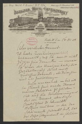 Brief an Robert Freund : 16.11.1904