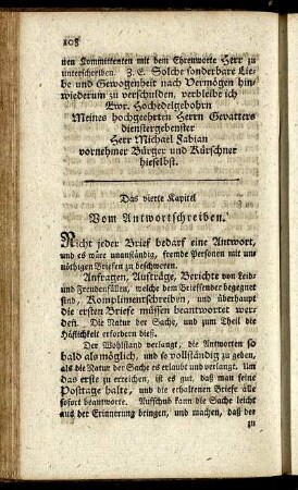 Das vierte Kapitel Vom Antwortschreiben.