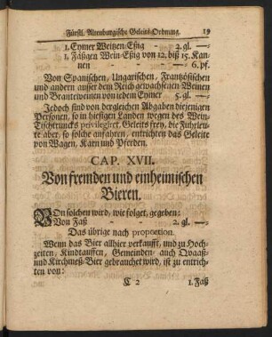 Cap. XVII. Von fremden und einheimischen Bieren