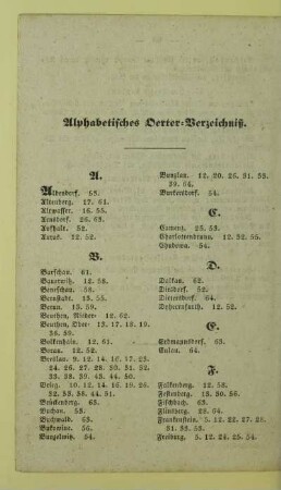 Alphabetisches Oerter-Verzeichniß