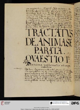 Tractatus de anima parata