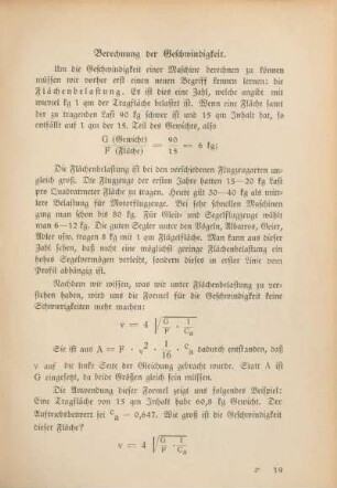 Berechnung der Geschwindigkeit.