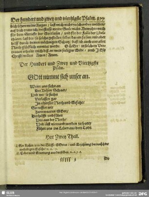 Der Hundert und Zwey und Viertzigste Psalm. Gott nimmt sich unser an