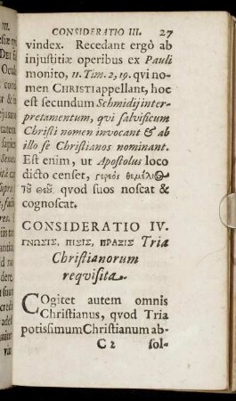 Consideratio IV. [...] Tria Christianorum requisita.