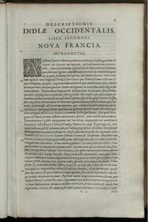 Descriptionis Indiæ Occidentalis, Liber Secundus. Nova Francia.