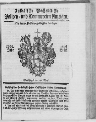 18tes Stück, Ausgabe vom 3. May 1766