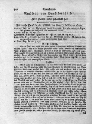 Thierpflanzen. Nachtrag von Punktkorallarten, wovon Herr Pallas nicht gehandelt hat.