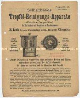 Selbstthätige Tropföl-Reinigungs-Apparate