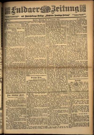 Erste Ausgabe vom Mittwoch, den 19. Dezember 1900.