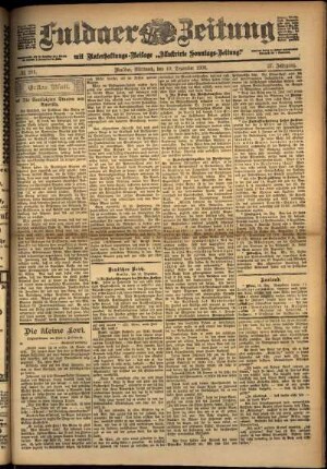 Erste Ausgabe vom Mittwoch, den 19. Dezember 1900.