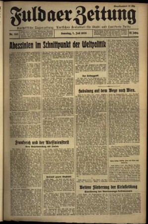 Erste Ausgabe vom Sonntag, den 07. Juli 1935.