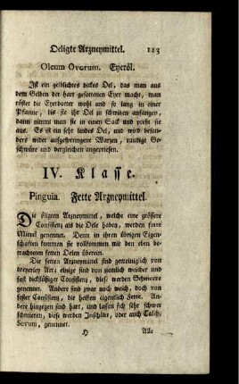 IV. Klasse. Pinguia. Fette Arzneymittel.
