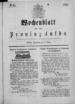 Nr. 26, Ausgabe vom 31. März 1866