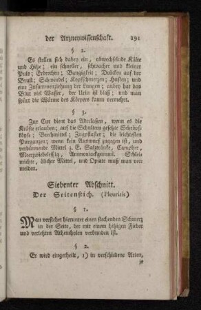 Siebenter Abschnitt. Der Seitenstich. (Pleuritis)