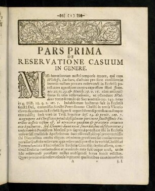 1-45, Pars Prima De Reservatione Casuum In Genere.