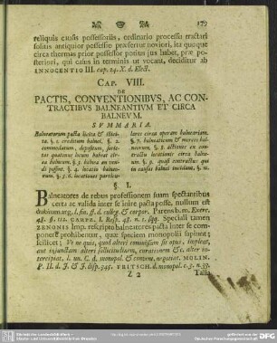 Cap. VIII. De Pactis, Conventionibus, Ac Contractibus Balneantium Et Circa Balneum