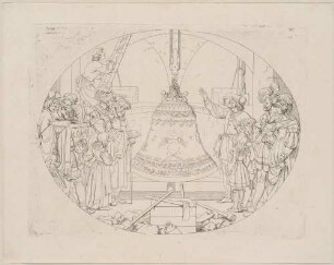 Zu Schillers "Das Lied von der Glocke": Blatt 39: "Ziehet, ziehet, hebt! Sie bewegt sich, schwebt!" (Die vollendete Glocke)
