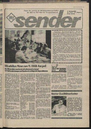 Betriebszeitung 'WF-Sender', Nr.14/1987 (2. Aprilausgabe 1987)