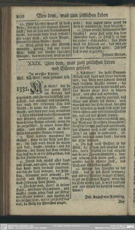 XXIX. Von dem, was zum zeitlichen Leben und Gütern gehöret