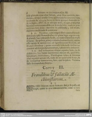 Caput III. De Fraudibus & fallaciis Alchimistrarum