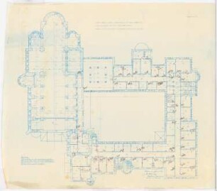 Benediktinerabtei St. Mauritius, Clerf (Clervaux): Grundriss des ersten Obergeschosses (Türen) 1:100