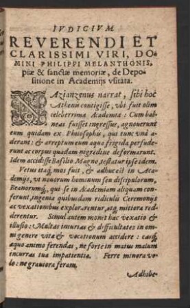Iudicium reverendi et clarissimi viri, domini Philippi Melanthonis