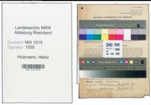 Entnazifizierung Heinz Hickmann , geb. 02.05.1909 ()