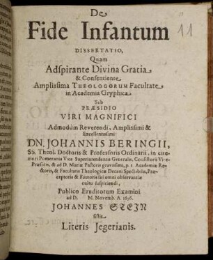 De Fide Infantum Dissertatio