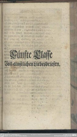 Fünfte Classe. Von ernstlichen Liebesbriefen