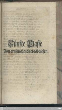 Fünfte Classe. Von ernstlichen Liebesbriefen