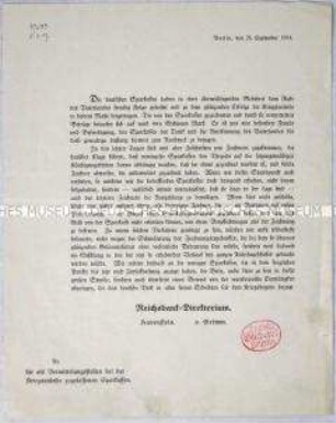 Rundschreiben des Reichsbankdirektoriums an die deutschen Sparkassen zur Zeichnung der 7. Kriegsanleihe
