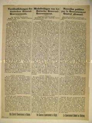 Maueranschlag zur militärischen Lage an der West- und Ostfront (dreisprachig)