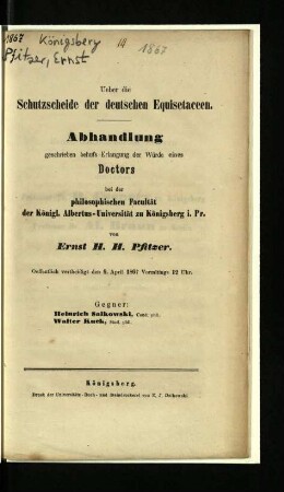 Über die Schutzscheide der deutschen Equisetaceen