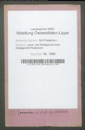 Erblasser: Hupe, Christine, geb. Berens; Ehepartner: Hupe, Heinrich: