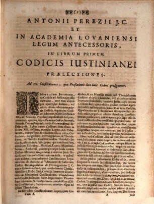 Augmentatus : sive praelectiones in duodecim libros Codicis Iustiniani. 1