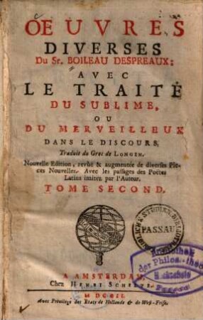 Oeuvres diverses du Sr Boileau Despreaux, 2