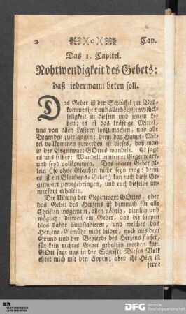 Das 1. Capitel. Nohtwendigkeit des Gebets.
