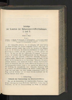 Beiträge zur Kenntnis der Halogensauerstoffverbindungen. I. und II.