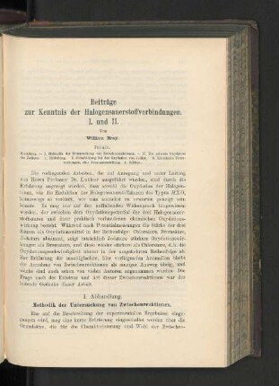 Beiträge zur Kenntnis der Halogensauerstoffverbindungen. I. und II.