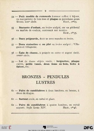 Bronzes - Pendules (Nr. 60-72)