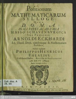 Positionum mathematicarum sylloge