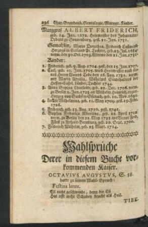 Wahlsprüche Derer in diesem Buche vorkommenden Kaiser.