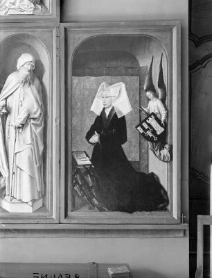 Altar des Jüngsten Gerichts — Altar im geschlossenen Zustand — Rechts: Stifterportrait der Ehefrau des burgundischen Kanzlers Nicolas Rolin: Guignone de Salins