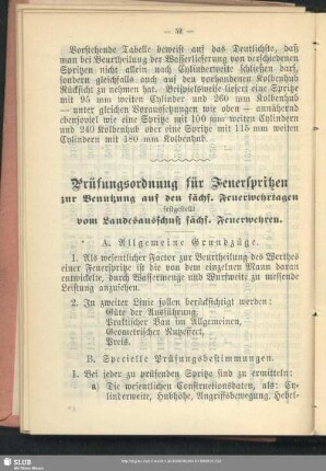 Prüfungsordnung für Feuerspritzen zur Benutzung auf den sächs. Feuerwehrtagen : festgestellt vom Landesausschuß sächs. Feuerwehren