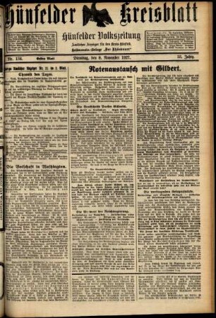 Erste Ausgabe vom Dienstag, den 08. November 1927.